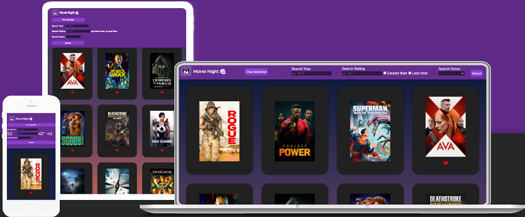 Movie Night on mobile, tablet, and laptop