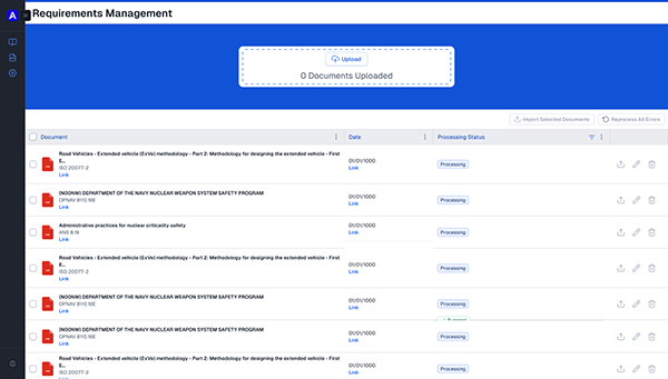EARLY REQUIREMENTS MANAGEMENT UPLOAD