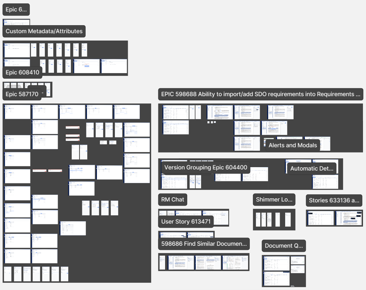 FIGMA SCREENS ORGANIZED BY EPIC & STORY